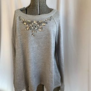 Extra large, Jennifer Lopez lightweight sweater tunic rhinestones and tulle back